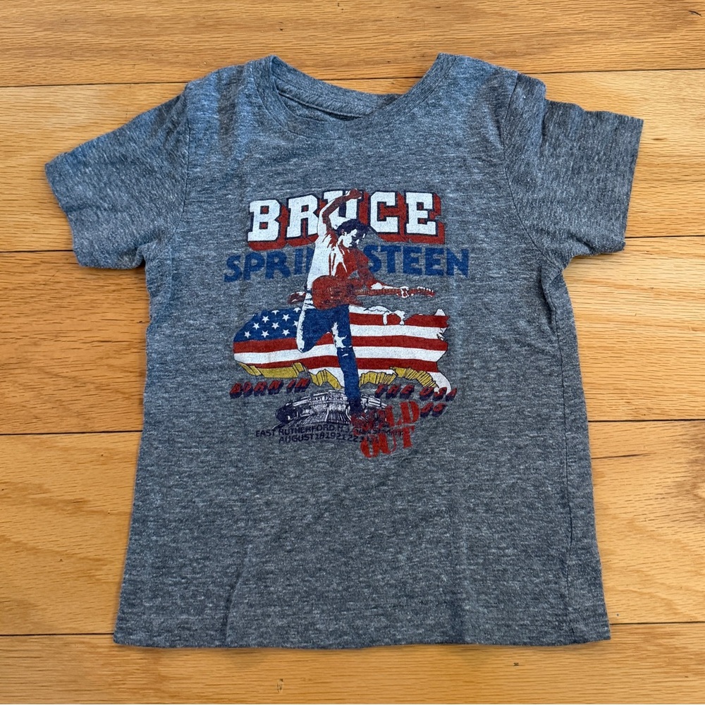Rowdy Sprouts Bruce Springsteen Tee Kids Band Shirt Gray Rock T-Shirt 4T